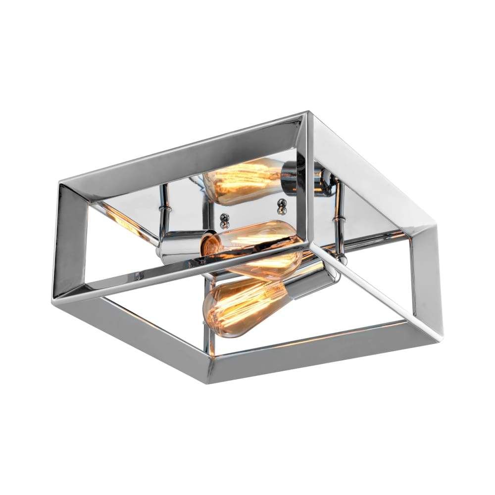 Chrome finish flush-mount ceiling light, by Maple, for hallway, bedroom, or entryway