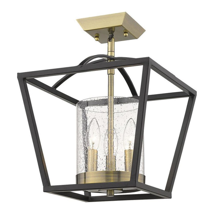 Black finish flush-mount ceiling light, by Maple, for hallway, bedroom, or entryway