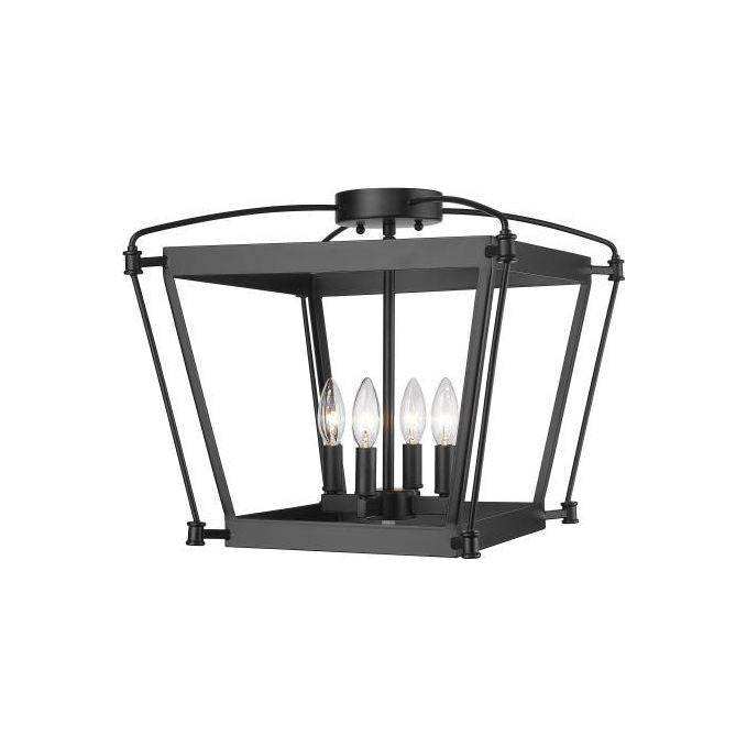 Black finish flush-mount ceiling light, by Maple, for hallway, bedroom, or entryway