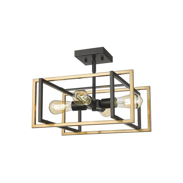 Black + plated gold flush-mount ceiling light, by Maple, for hallway, bedroom, or entryway