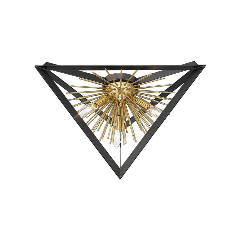 Black + gold finish flush-mount ceiling light, by Maple, for hallway, bedroom, or entryway