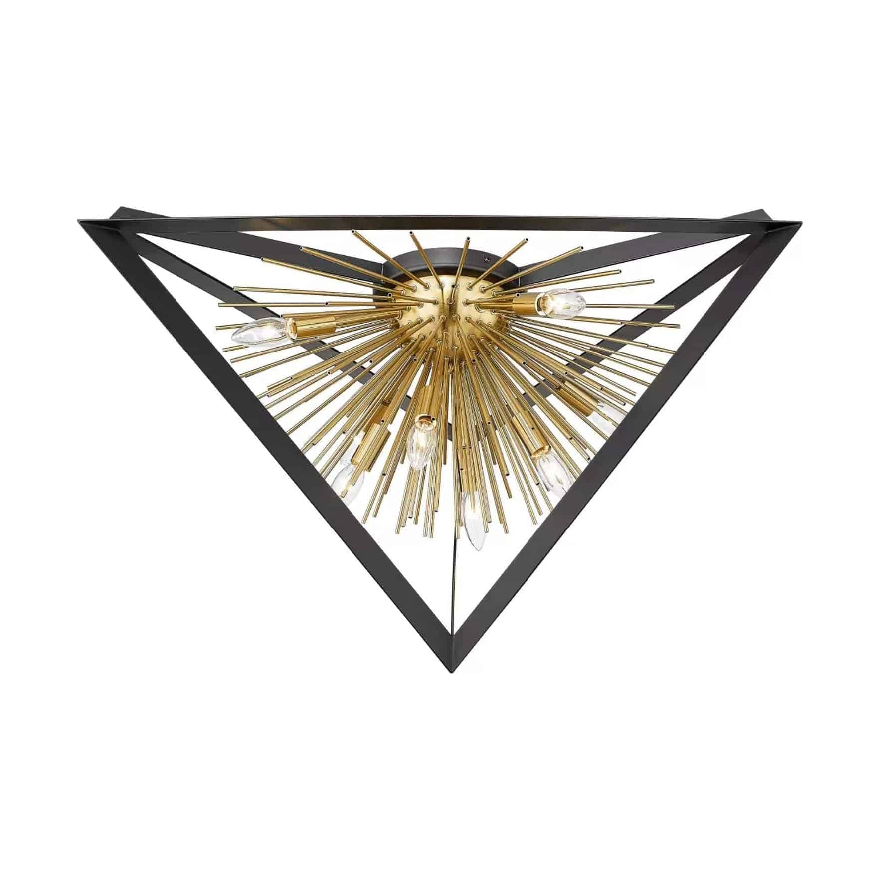 Black + gold finish flush-mount ceiling light, by Maple, for hallway, bedroom, or entryway