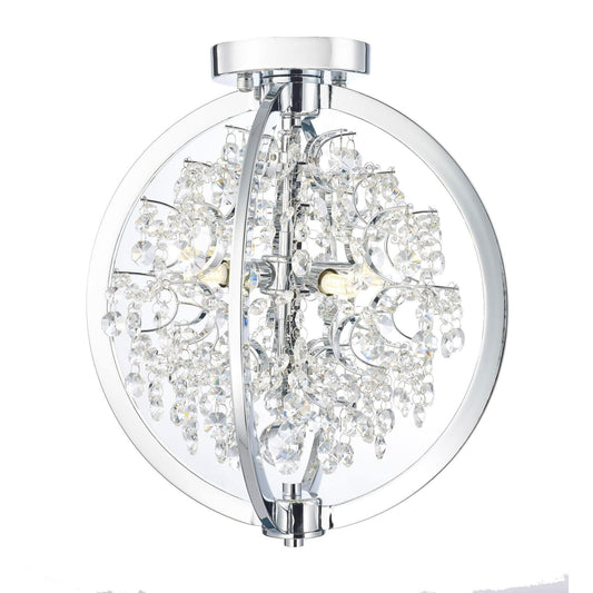 Chrome finish flush-mount ceiling light, by Maple, for hallway, bedroom, or entryway