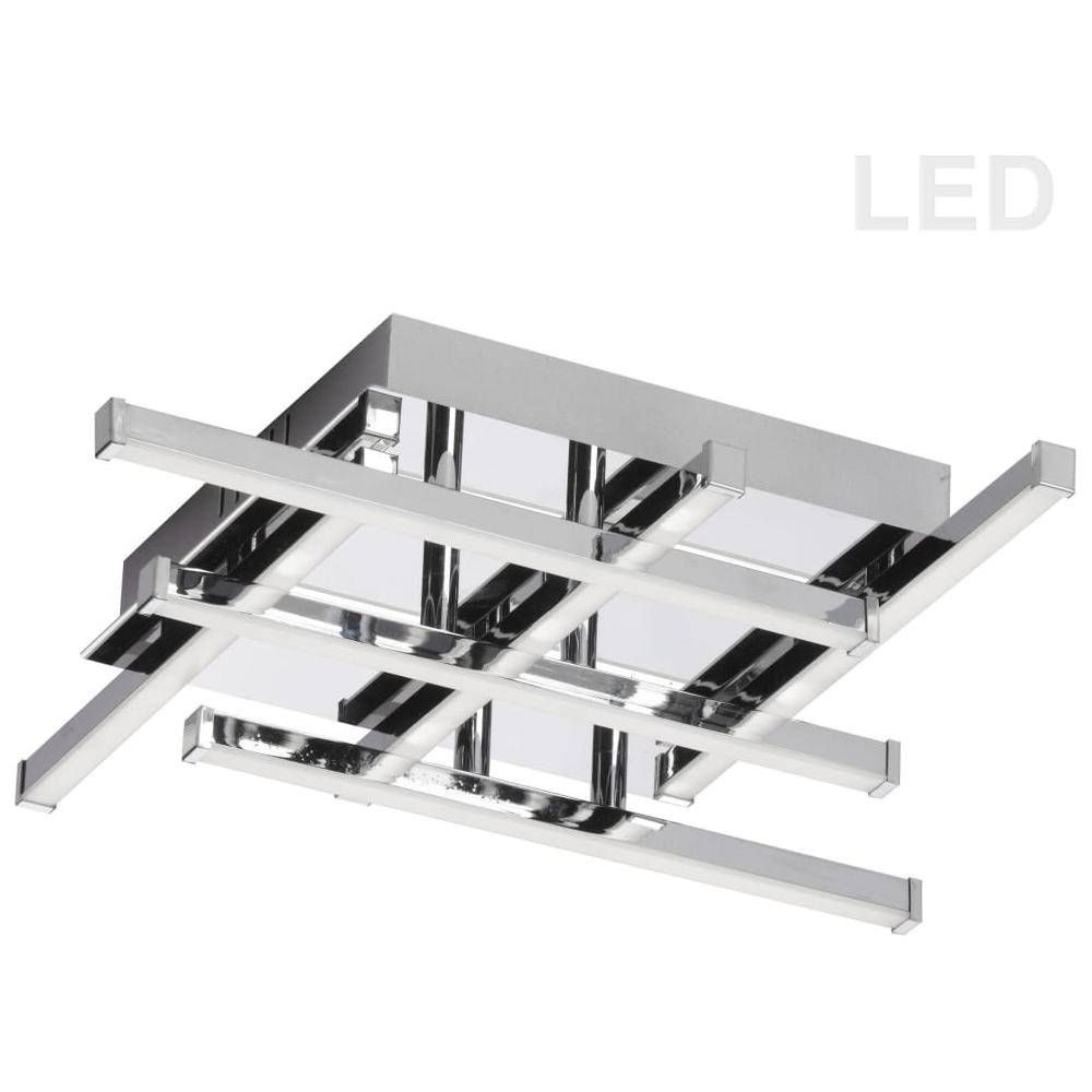 Flush Mount - Chrome - LED 3000K 18W 1100Lumens Dimmable - L14.75'' x W14.75'' x H3.25'' - Sparkle Light