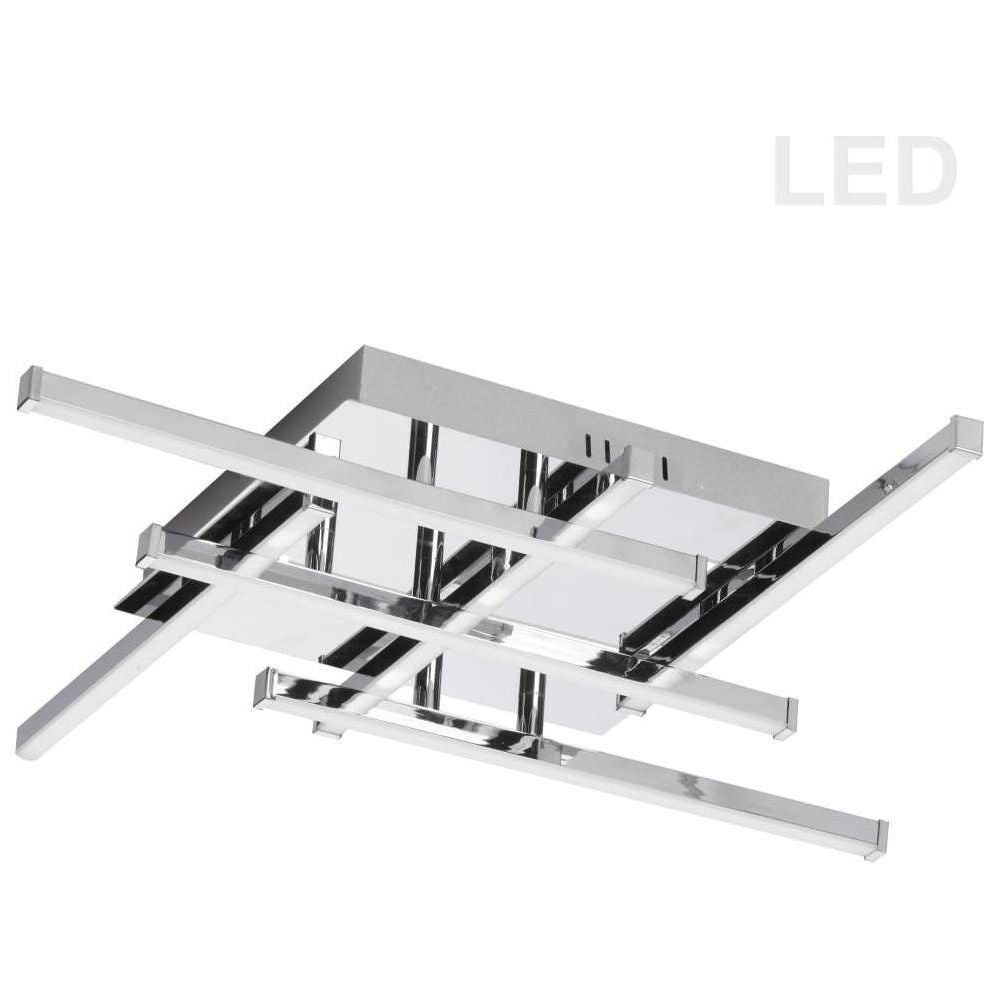 Flush Mount - Chrome - LED 20W 3000K 1300Lumens Dimmable- L20'' x W20'' x H3.25'' - Sparkle Light