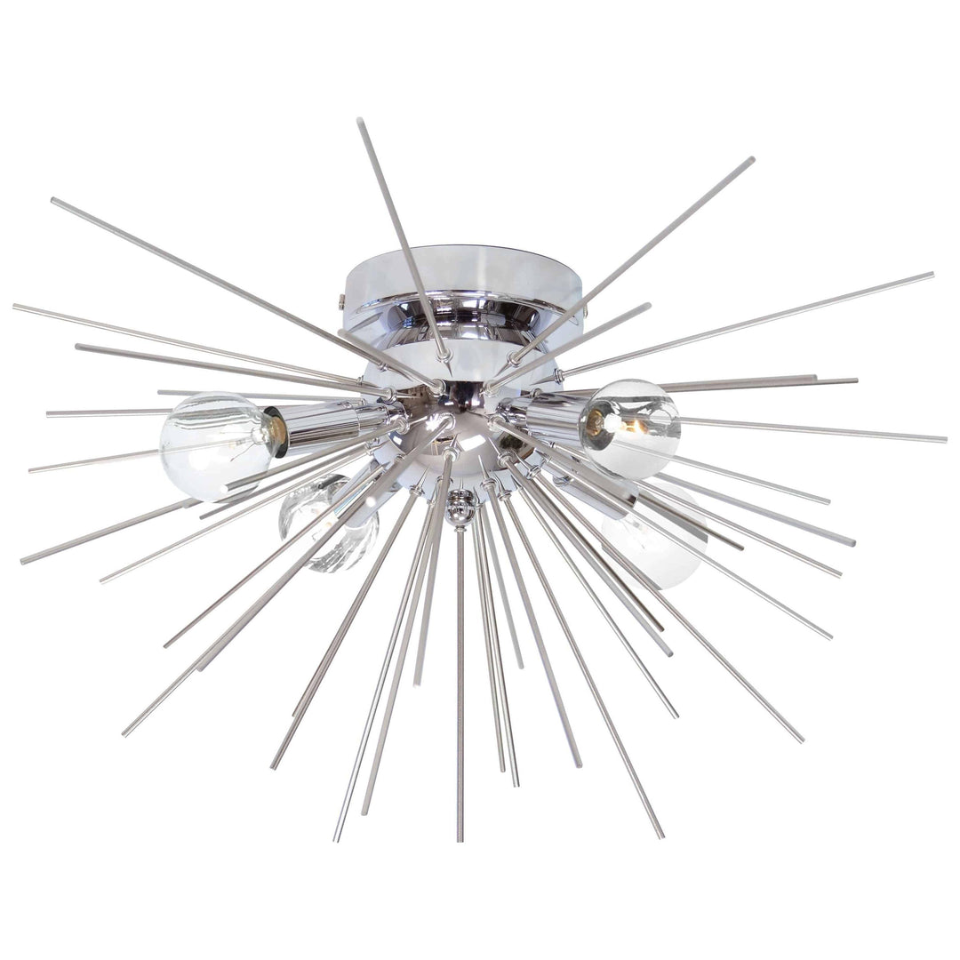 4 x E12 40Watt, Dimmable, Contemporary Flush Mount, Silver, Size: L18'' x W18'' x H11'', Damp Location, 6Lbs. - Sparkle Light