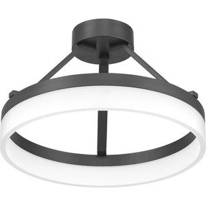 Sandy black semi-flush mount ceiling light, by Maple, for hallway, bedroom, or entryway