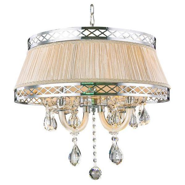 Chrome metal + clear crystal+champagne gold shade chandelier, by Maple