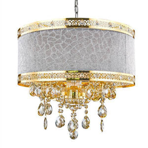 Gold finish chandelier, by Maple