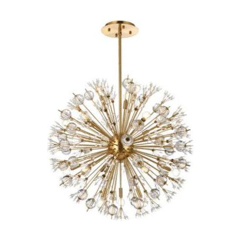 18 x E12 bulbs - Chandelier - Satin Gold/Clr Crystal - D32" x H32"- Rod:46" - Wire:144" - Sparkle Light