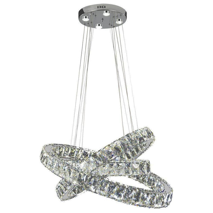 Chandelier - Chrome/Crystal - LED 4000K 55Watt 4200Lm,Integrated, Dimmable 31.5"L x 23.6"W x79"OAH - Sparkle Light