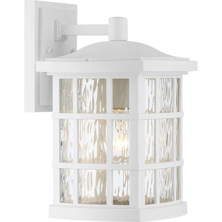 Matte white wall sconce, by Quoizel, for hallway or living room