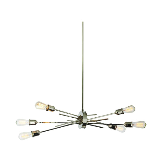 6 x E26 bulbs - Pendant - Chrome - L16'' x W32'' x H16'' - Rod: 20"+11"+8" - Sparkle Light