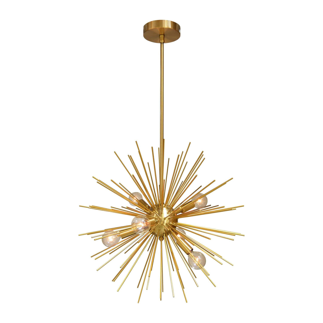 6 x E12 60Watt, Dimmable, Contemporary Pendant, Aged Brass, Size: L20'' x W20'' x H20'', Damp Location, 7Lbs. - Sparkle Light