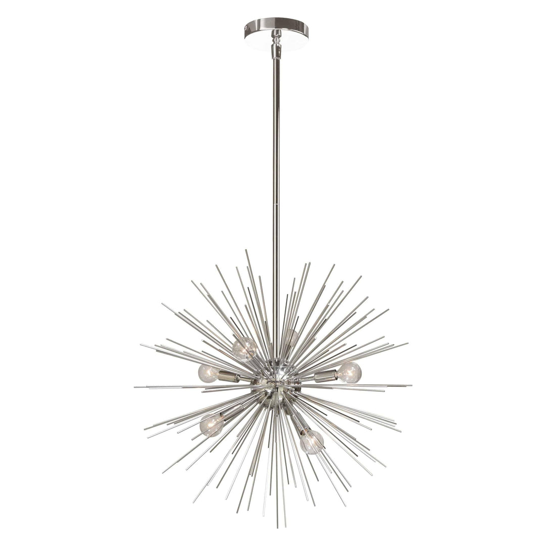 6 x E12 60Watt, Dimmable, Contemporary Pendant, Silver, Size: L20'' x W20'' x H20'', Damp Location, 7Lbs. - Sparkle Light