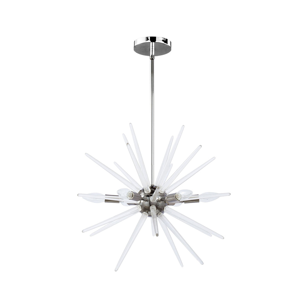 6 x E12 60Watt, Dimmable, Modern Pendant, Polished Chrome, Size: L20.125'' x W20.125'' x H20.125'', Dry location, 8Lbs. - Sparkle Light