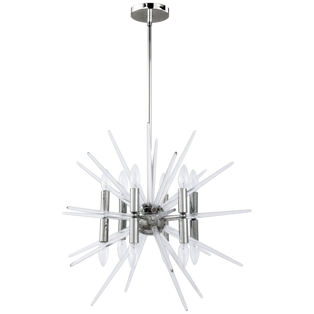 12 x E12 60Watt, Dimmable, Modern Chandelier, Polished Chrome, Size: L24.4'' x W24.4'' x H24.4'', Dry location, 10Lbs. - Sparkle Light