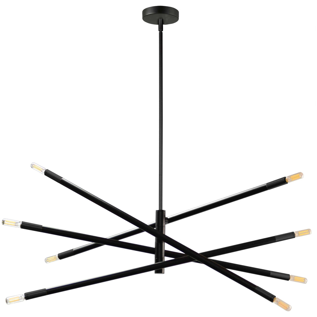 8 x E12 60Watt, Dimmable, Modern Chandelier, Black, Size: L35.5'' x W35.5'' x H8'', Damp Location, 6.9Lbs. - Sparkle Light