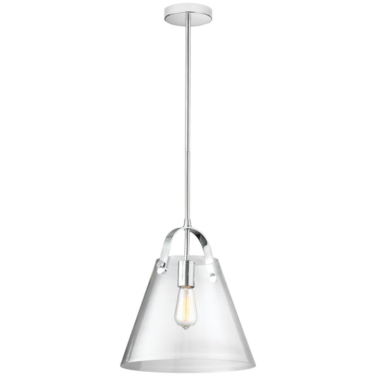 1 x E26 bulb - Pendant - Polished Chrome/Clear Glass - D12.75'' x H14'' - Rod:8"+11"+20" - Sparkle Light