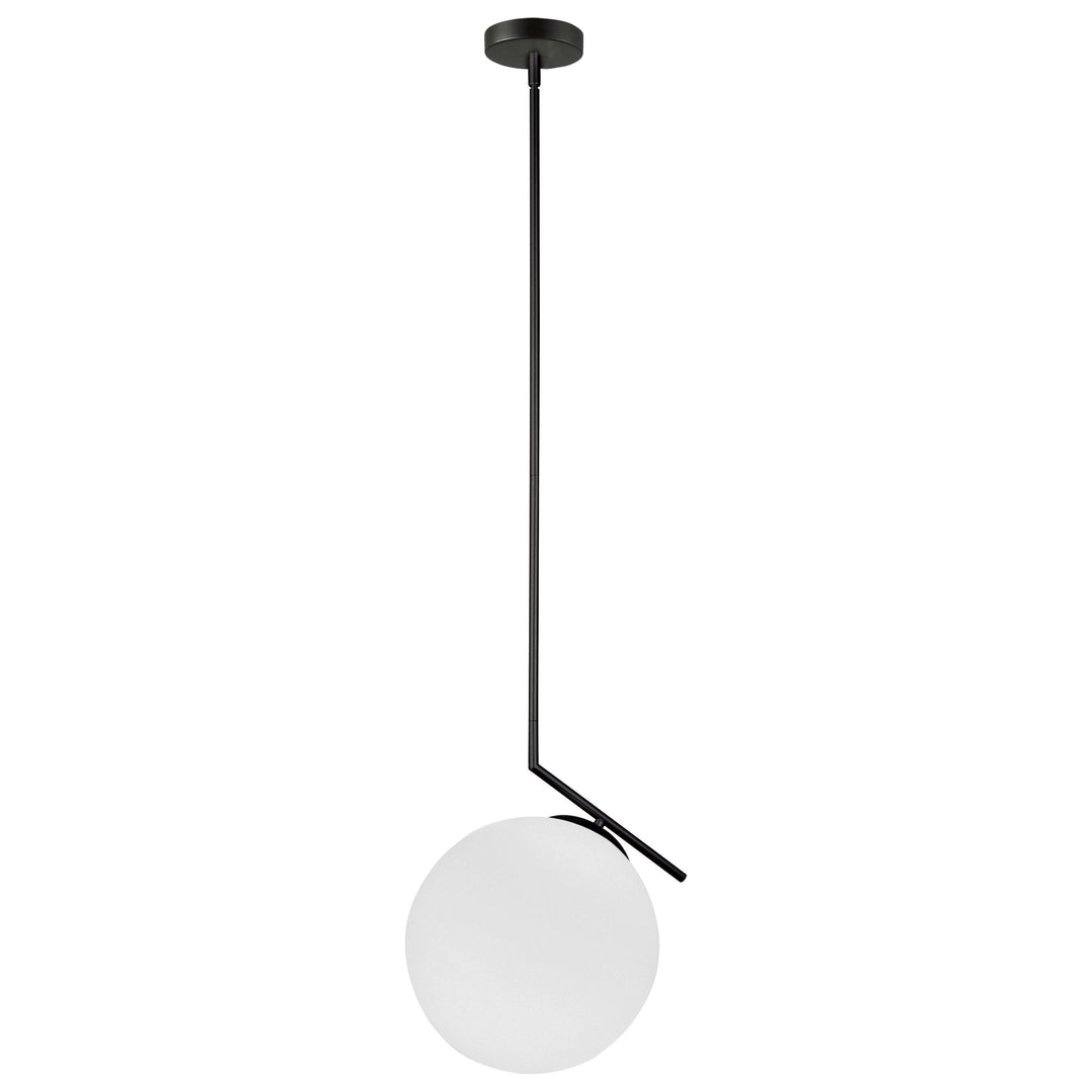 1 x E26 bulb - Pendant - Black Metal/ Forsted Glass - L14'' x W12'' x H16.34'' - Rod: 8"+11"+20" - Sparkle Light