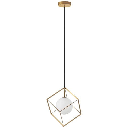 1 x G9 bulb - Pendant - Gold/ Frost Glass - L11'' x W11'' x H13.4'' - Black Wire:72" Adjustable - Sparkle Light