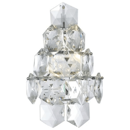 Chrome metal + clear crystal wall sconce, by Maple, for hallway or living room