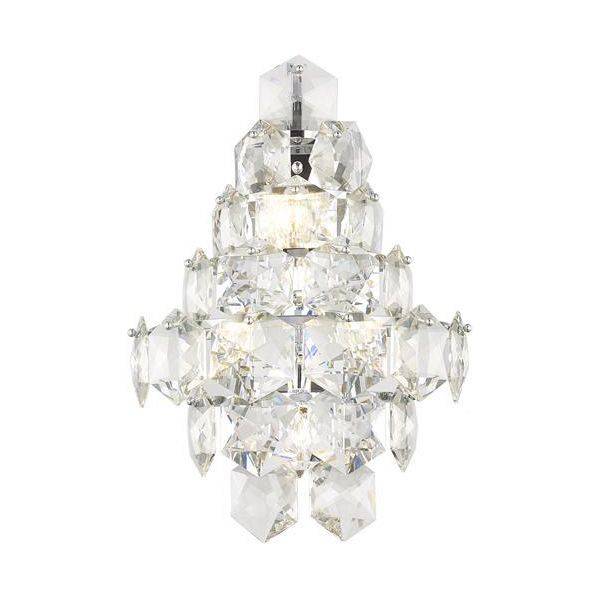 Chrome metal + clear crysta wall sconce, by Maple, for hallway or living room