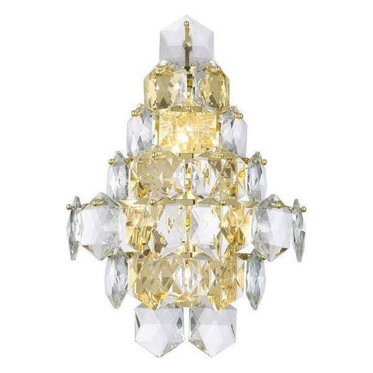 Gold metal + clear crysta wall sconce, by Maple, for hallway or living room