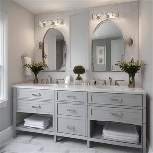 Chrome vanity light, by Maple, for bathroom, angled view