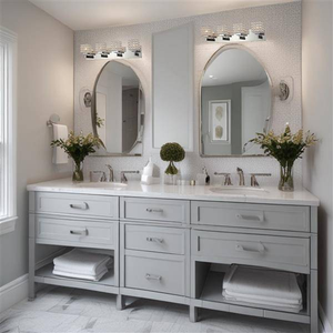 Chrome vanity light, by Maple, for bathroom, angled view