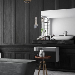 Chrome vanity light, by Maple, for bathroom, angled view