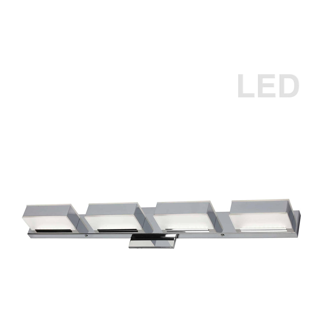 4 x LED 20Watt, 3000K, 1600Lmn, Dimmable, Modern Vanity, Polished Chrome, Size: L27'' x W3'' x H4.75'', Damp Location, 8Lbs. - Sparkle Light