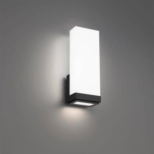 Black wall sconce, by WAC, for hallway or living room