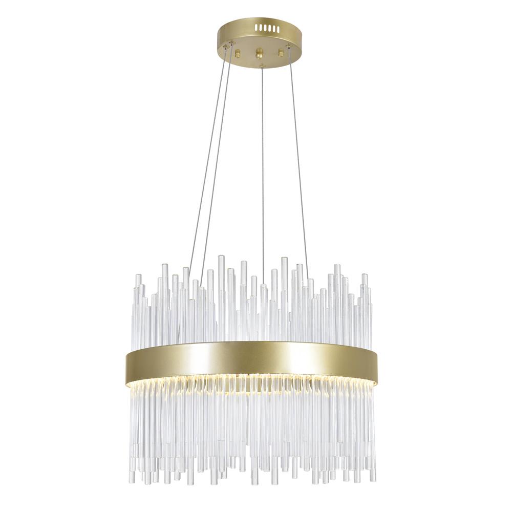 Pendant  -  Gold Metal / Clear Crystal - LED3000K 35W 1820Lumens Dimable - Dia16" x H13" x OAH 27"-135" -  Wire adjustable - 20Lbs - Sparkle Light