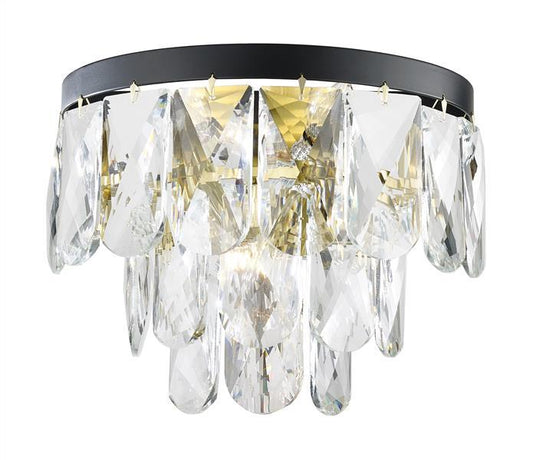 Maple SML433103 Wall-Sconces Wall Sconce - 13"W x 10"H x 7"D - 3x E12 Bulbs - Gold+Black finish with Crystal, Weight: 11 lbs